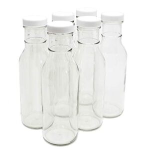 Clear Glass Beverage/Sauce Bottles, 12 Oz - Pack of 6