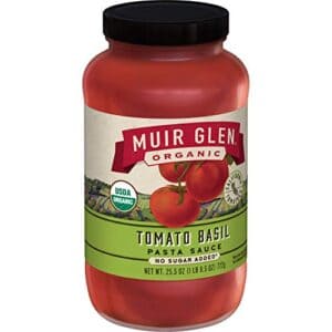 Muir Glen Organic Pasta Sauce, Tomato Basil, No Sugar Added, 25.5 Ounce Glass Jar (Pack of 6)