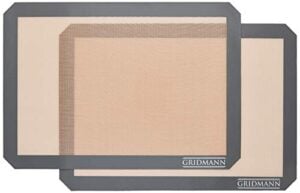 GRIDMANN Pro Silicone Baking Mat - Set of 2 Non-Stick Half Sheet (16-1/2" x 11-5/8") Food Safe Tray Pan Liners