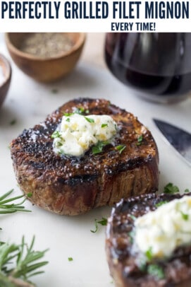 pinterest image for Grilled Filet Mignon