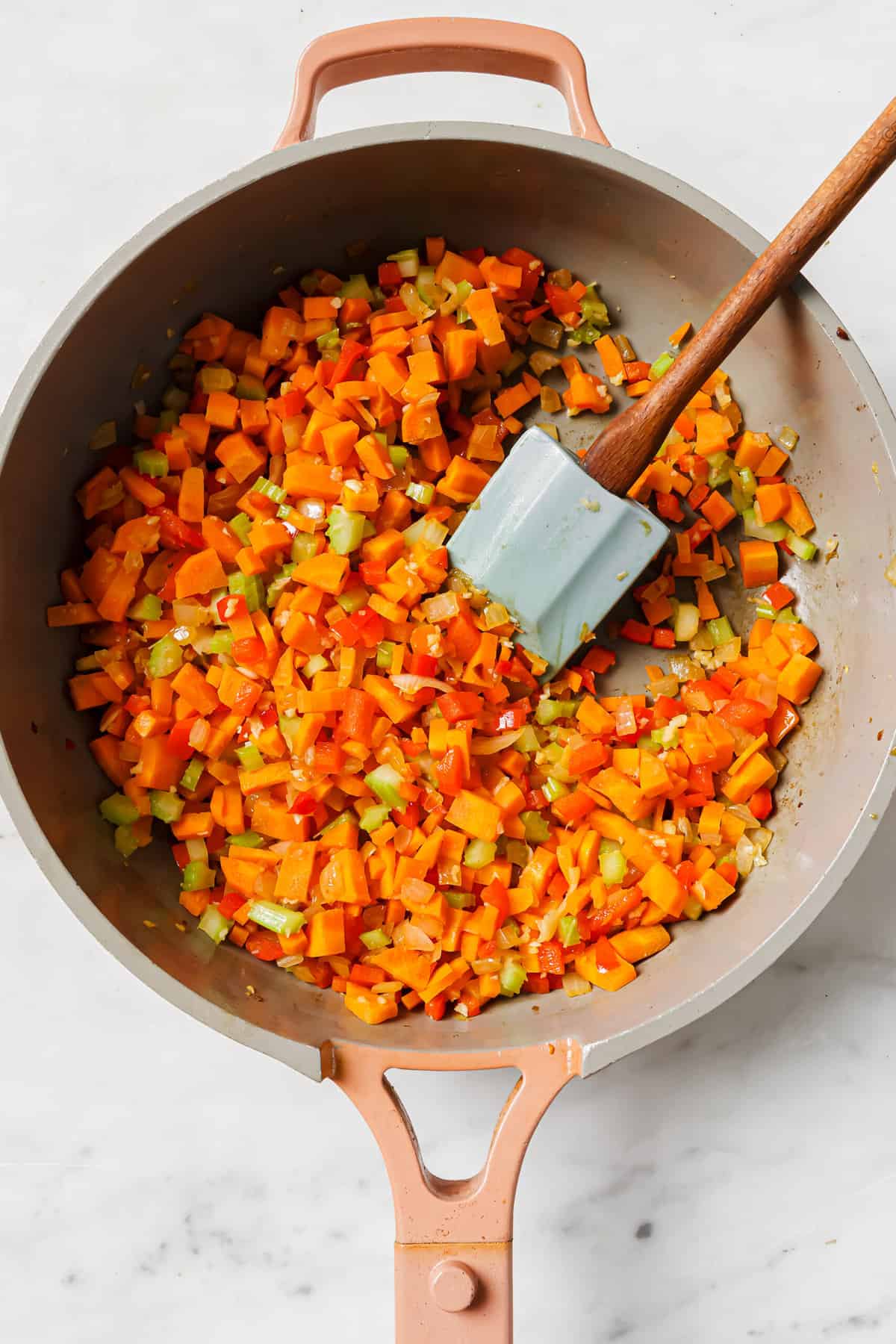 Cooking the veggies. 