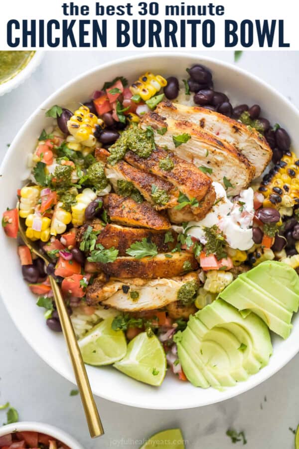 pinterest image for Chicken Burrito Bowl