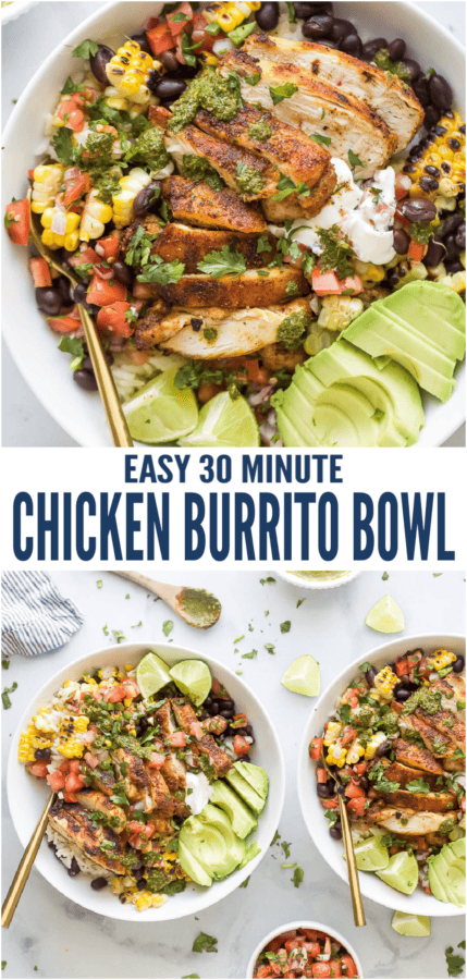 pinterest image for Chicken Burrito Bowl