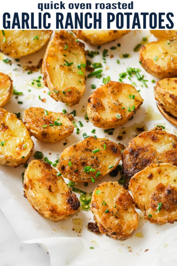 pinterest image for Easy Garlic Ranch Potatoes