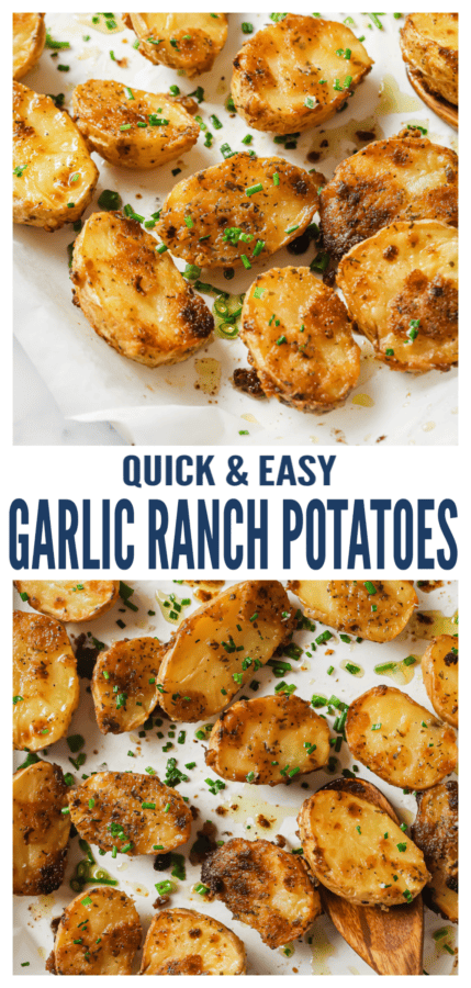 pinterest image for Easy Garlic Ranch Potatoes