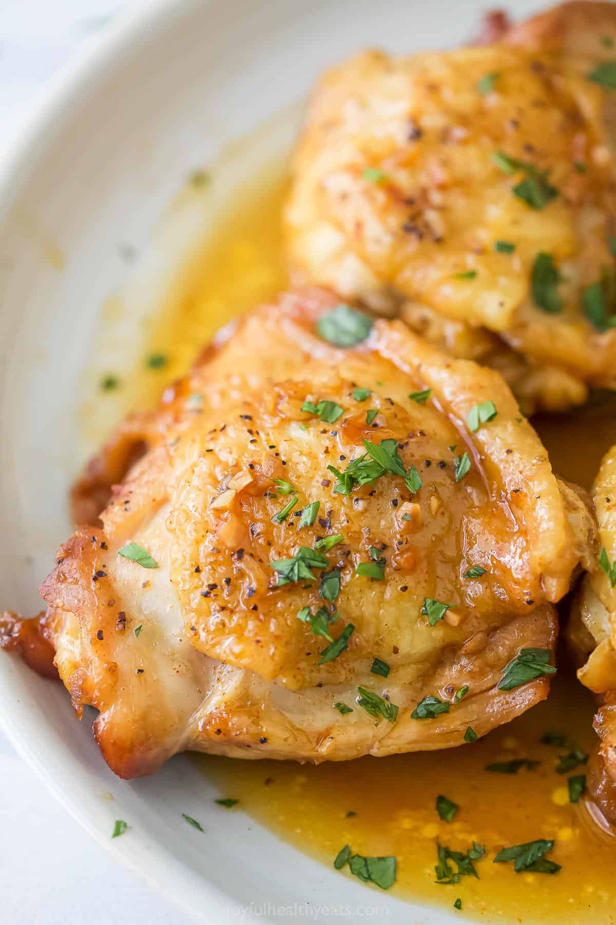 Close-up of instant pot chicken thighs. 