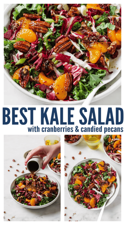 pinterest image of cranberry kale salad