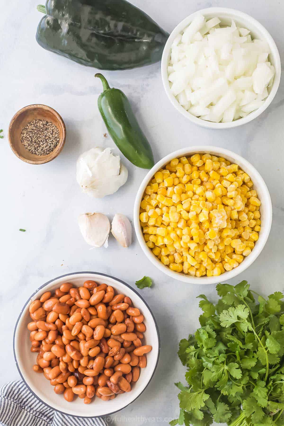 Ingredients for creamy white chicken chili.