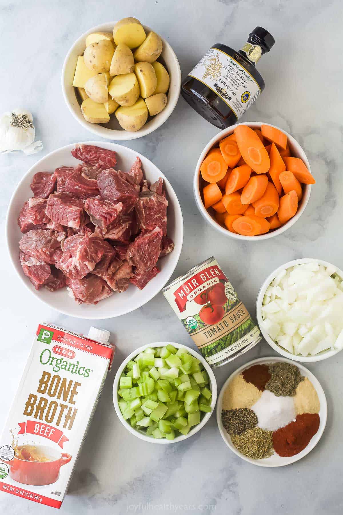 Ingredients for instant pot beef stew. 