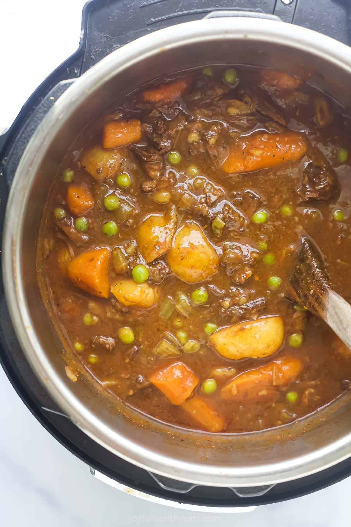 Instant pot beef stew in the Instant Pot.