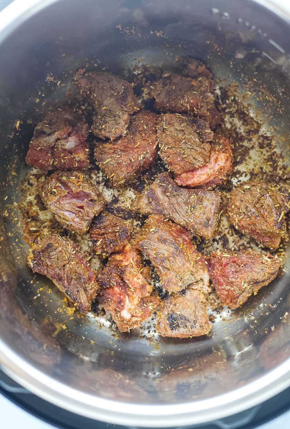 Seared steak in the instant pot. 