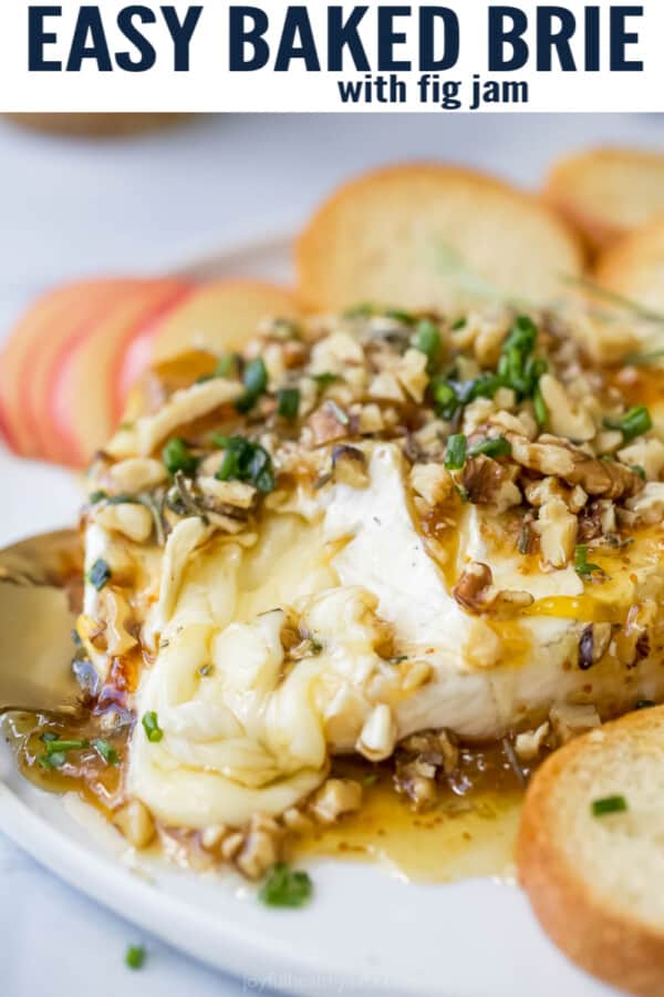 pinterest image for Baked Brie with Fig Jam