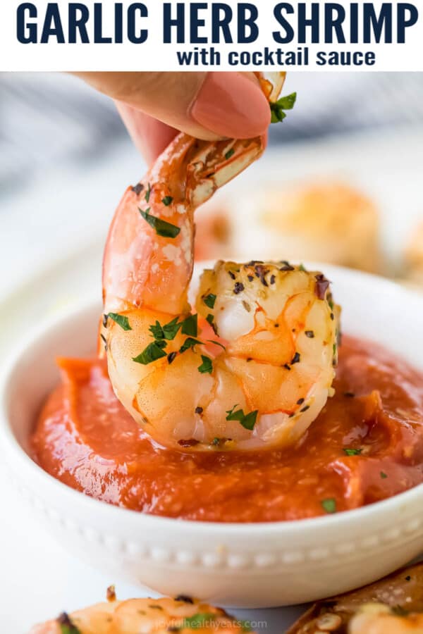pinterest image for Garlic Herb Roasted Shrimp