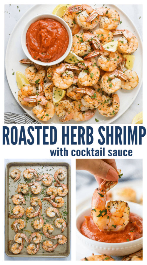 pinterest image for Garlic Herb Roasted Shrimp