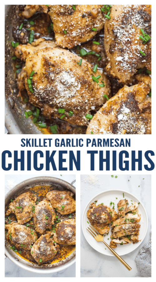 pinterest image for Garlic Parmesan Chicken Thighs