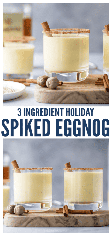 pinterest image for Holiday Spiked Eggnog