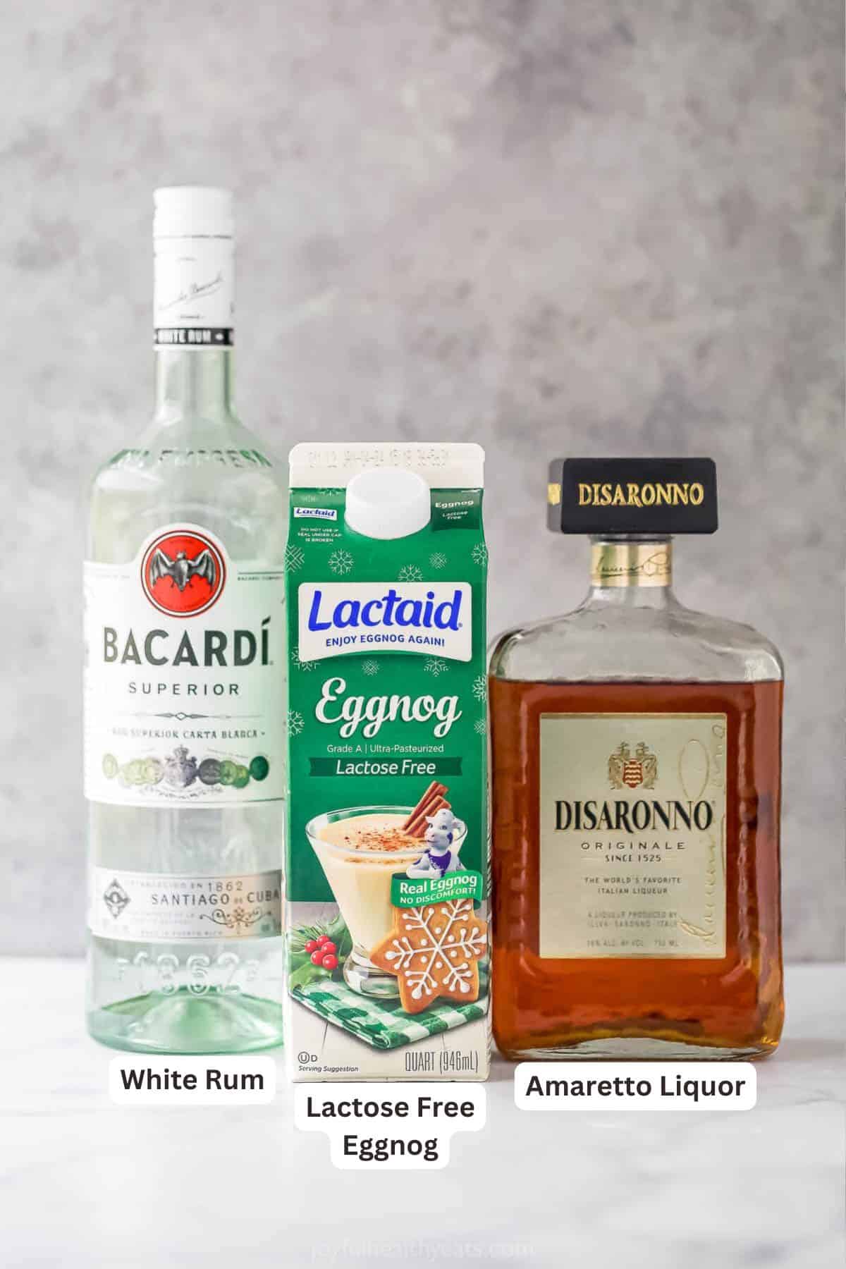 Ingredients for Holiday Spiked Eggnog.