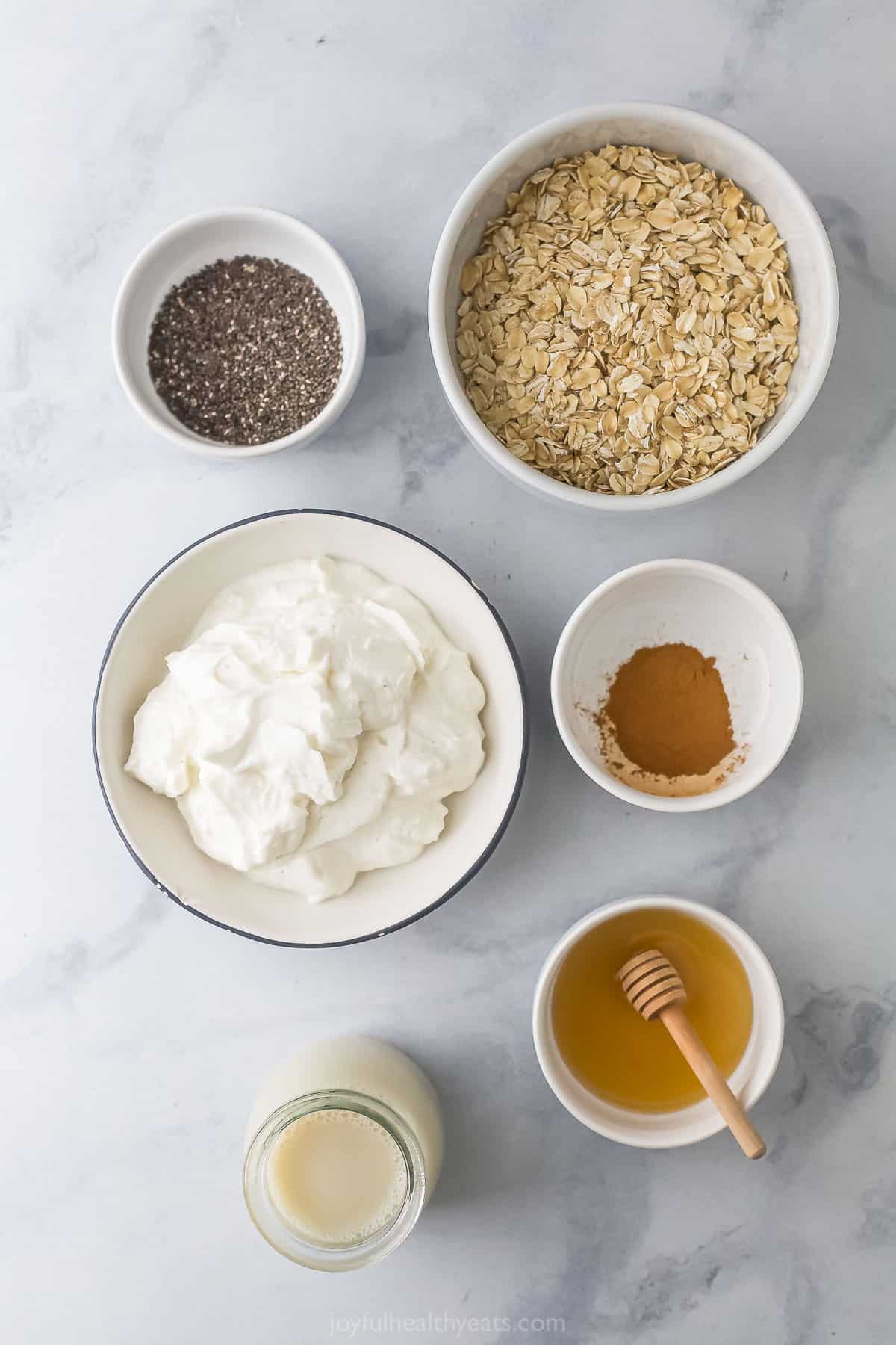 Ingredients for overnight oats with yogurt. 