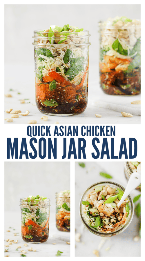 pinterest image for Asian Chicken Mason Jar Salad