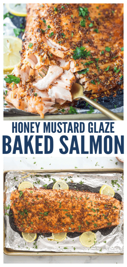 pinterest image for Honey Mustard Baked Salmon 