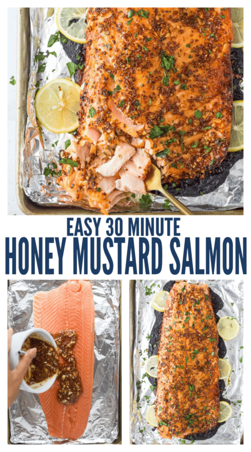 pinterest image for Honey Mustard Baked Salmon 