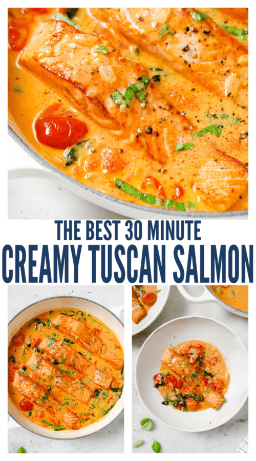 pinterest image for Pan Seared Creamy Tuscan Salmon