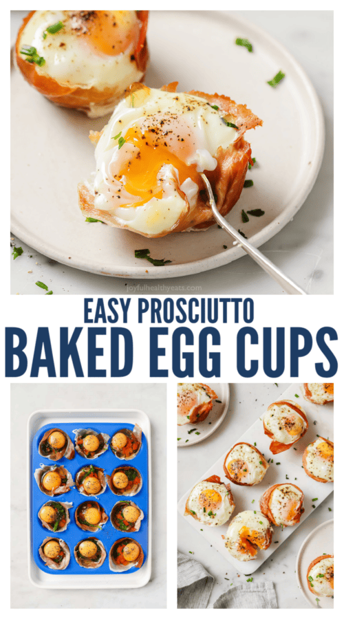 pinterest image for Prosciutto Baked Egg Cups