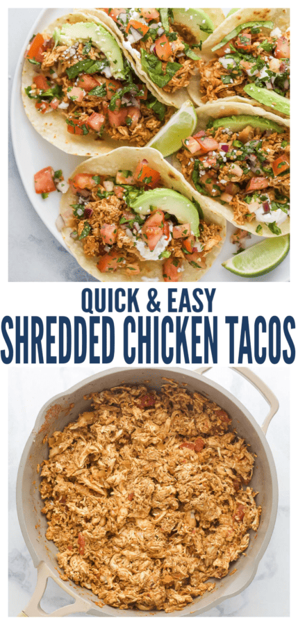 pinterest image for Shredded Rotisserie Chicken Tacos