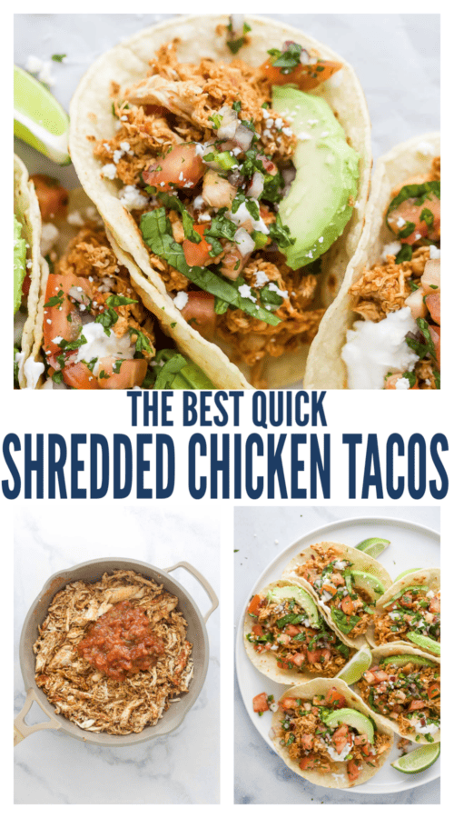 pinterest image for Shredded Rotisserie Chicken Tacos