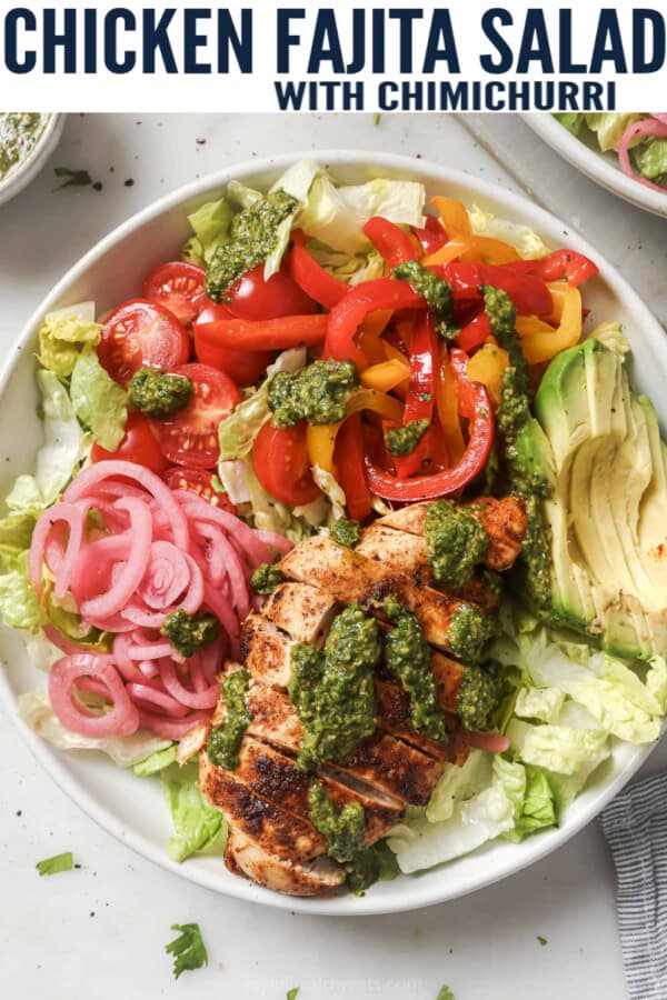 pinterest image for Chicken Fajita Salad