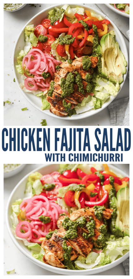 pinterest image for Chicken Fajita Salad