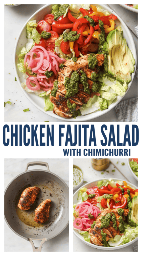 pinterest image for Chicken Fajita Salad