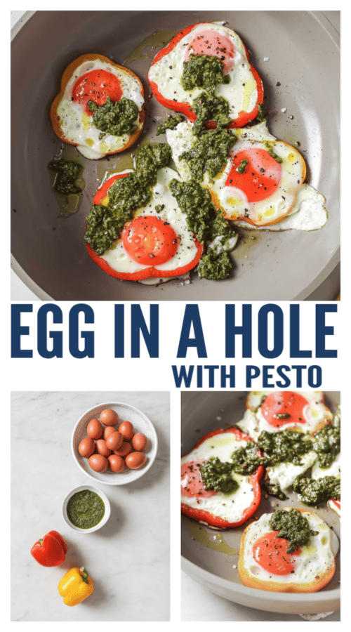 pinterest image for Egg in a Hole with Pesto