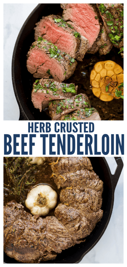 pinterest image for Herb-Crusted Beef Tenderloin