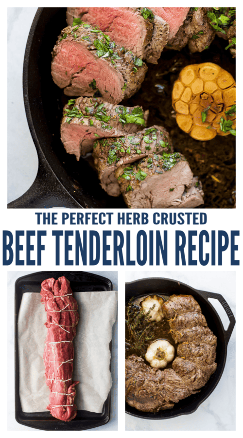 pinterest image for Herb-Crusted Beef Tenderloin