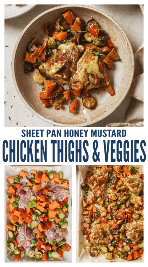 pinterest image for Sheet Pan Honey Mustard Chicken Thighs