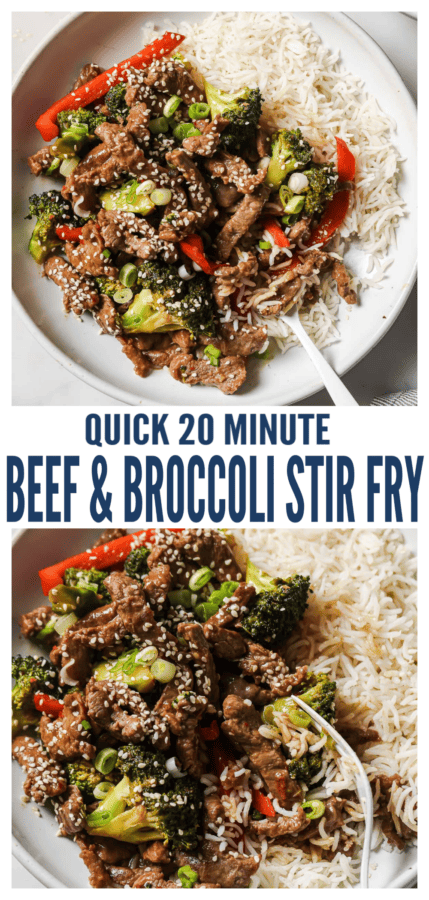 pinterest image for Beef and Broccoli Stir Fry