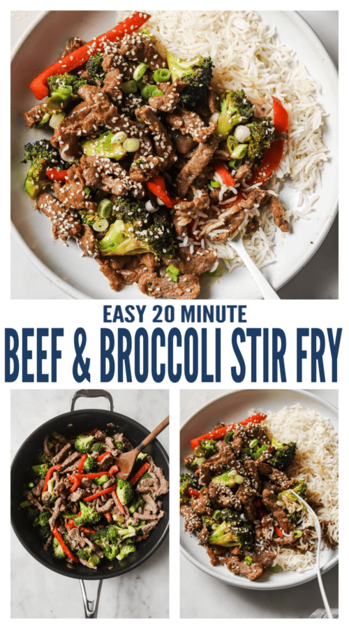 pinterest image for Beef and Broccoli Stir Fry