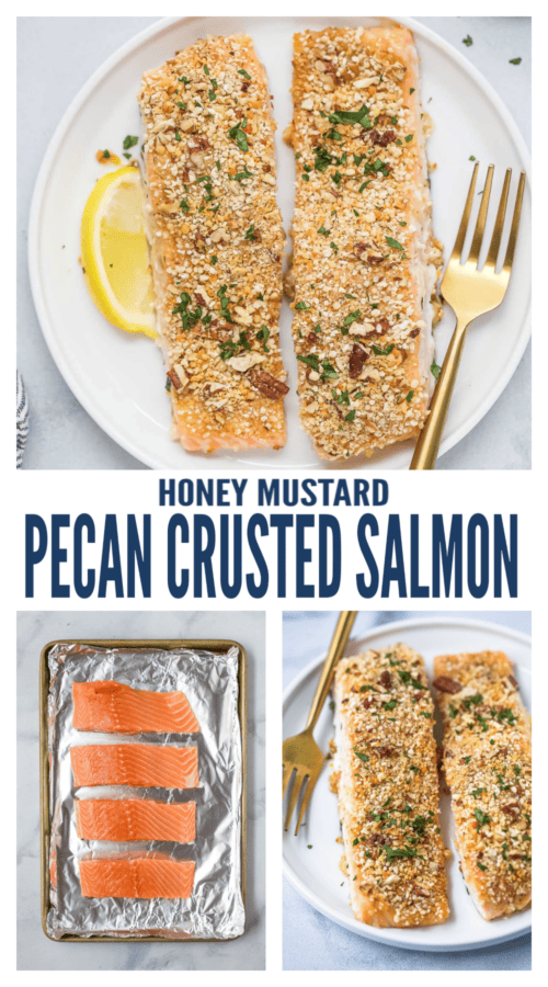 pinterest image for pecan crusted salmon