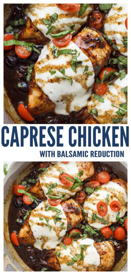 pinterest image for Chicken Caprese with Balsamic Reduction