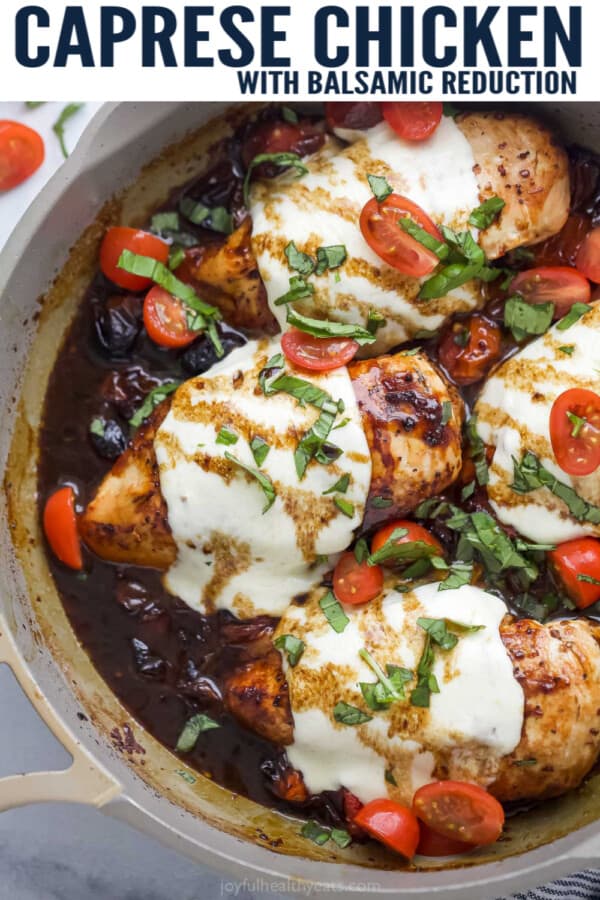 pinterest image for Chicken Caprese with Balsamic Reduction