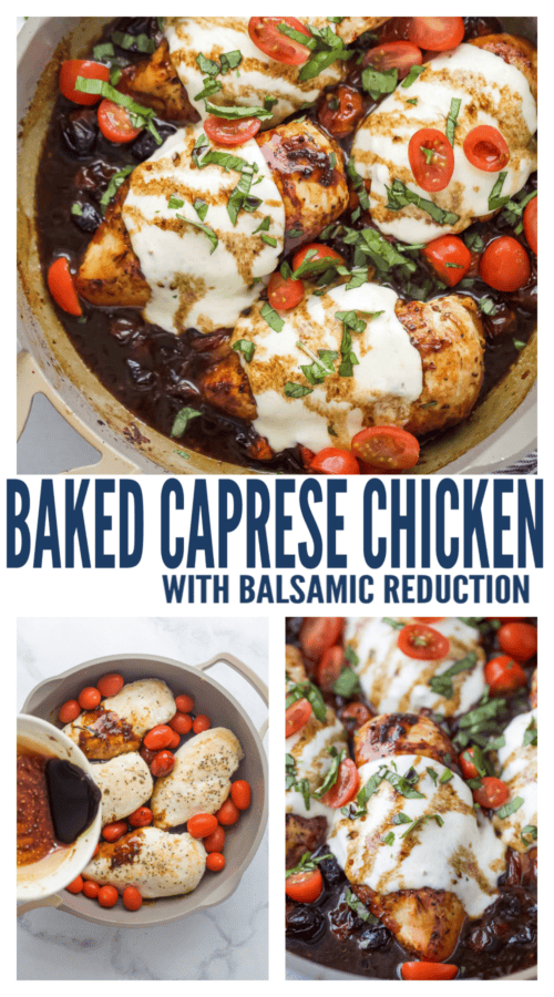 pinterest image for Chicken Caprese with Balsamic Reduction