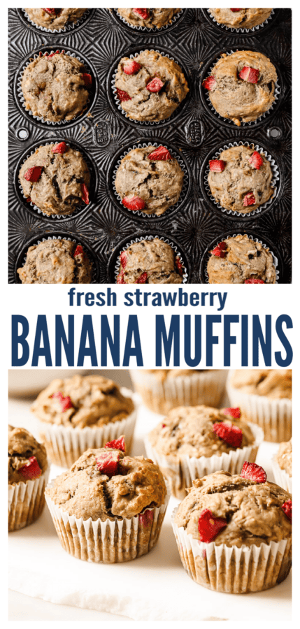 pinterest image for Strawberry Banana Muffins