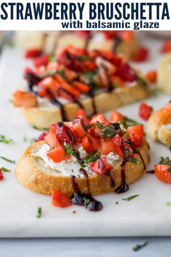 pinterest image for Strawberry Nectarine Bruschetta