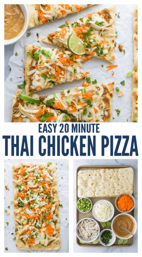 pinterest image for Thai Chicken Pizza