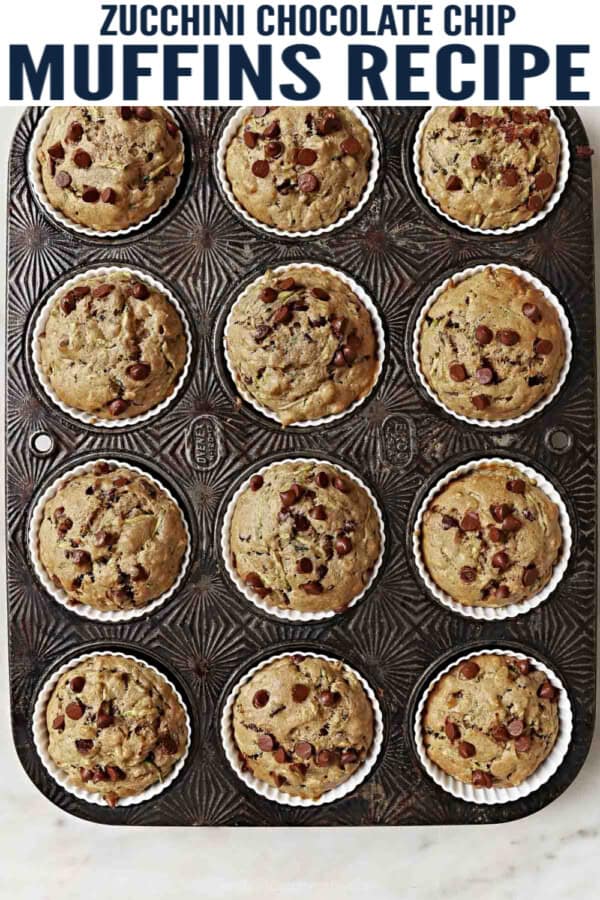 pinterest image for Zucchini Chocolate Chip Muffins