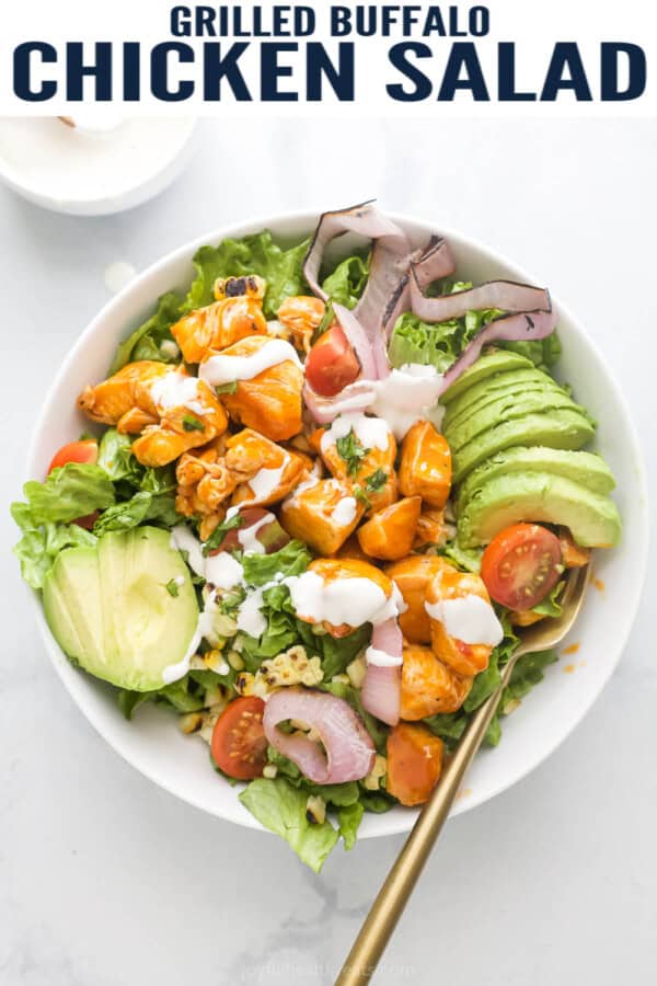 pinterest image for Grilled Buffalo Chicken Salad