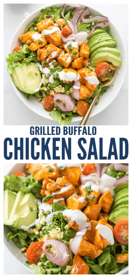 pinterest image for Grilled Buffalo Chicken Salad