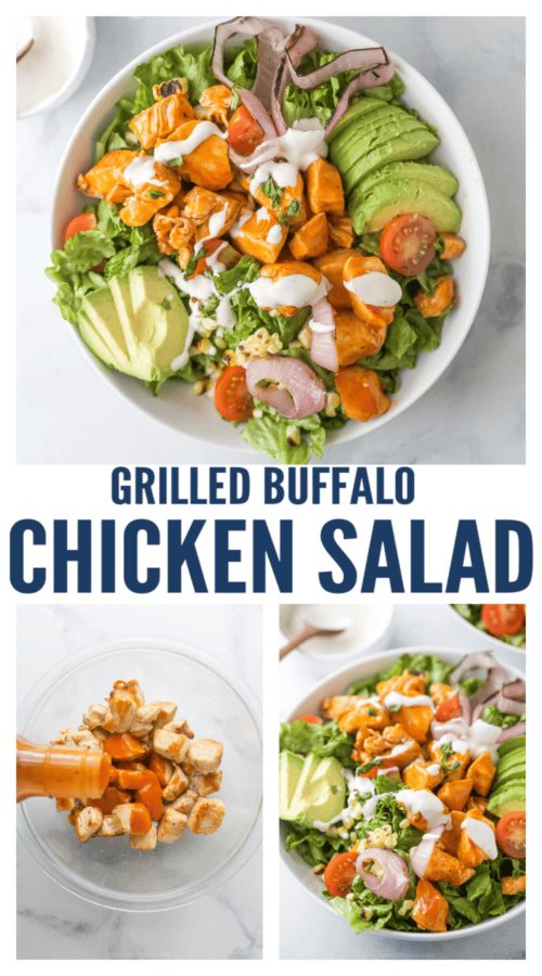 pinterest image for Grilled Buffalo Chicken Salad