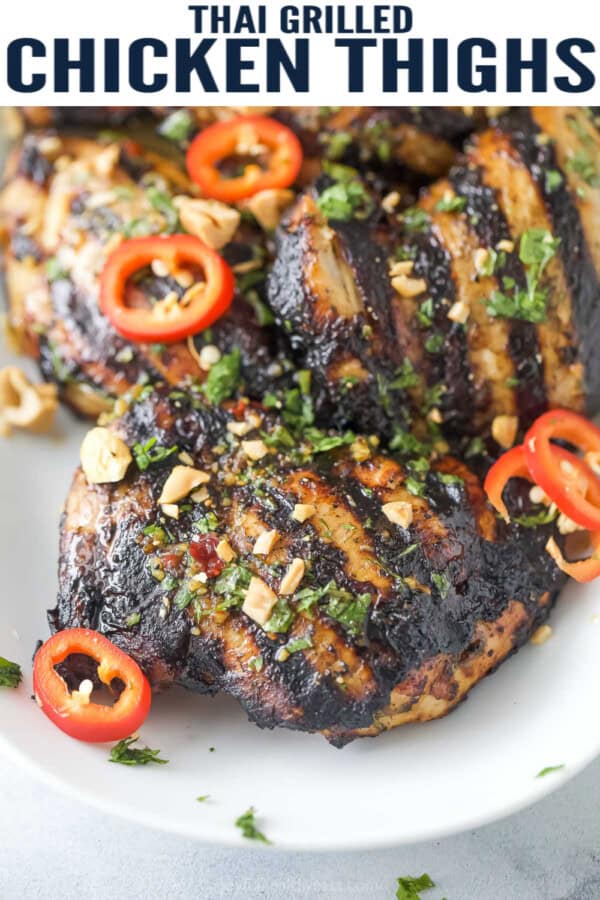 pinterest image for Thai Grilled Chicken Thighs